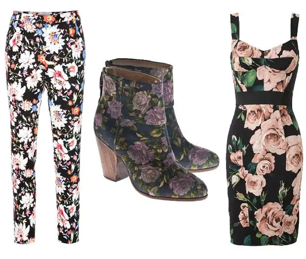 Пантаон, рокля и обувки с флорални мотиви
